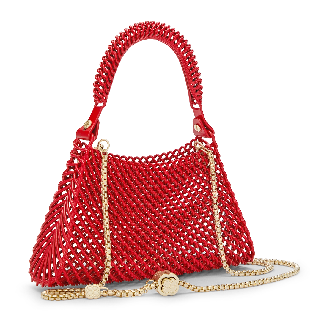 Buy women handbags red knit mesh 020