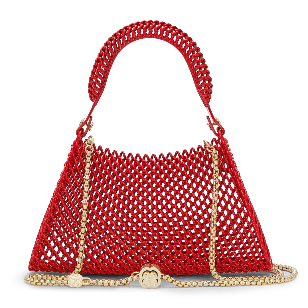 Luxury red knit handbag looop store